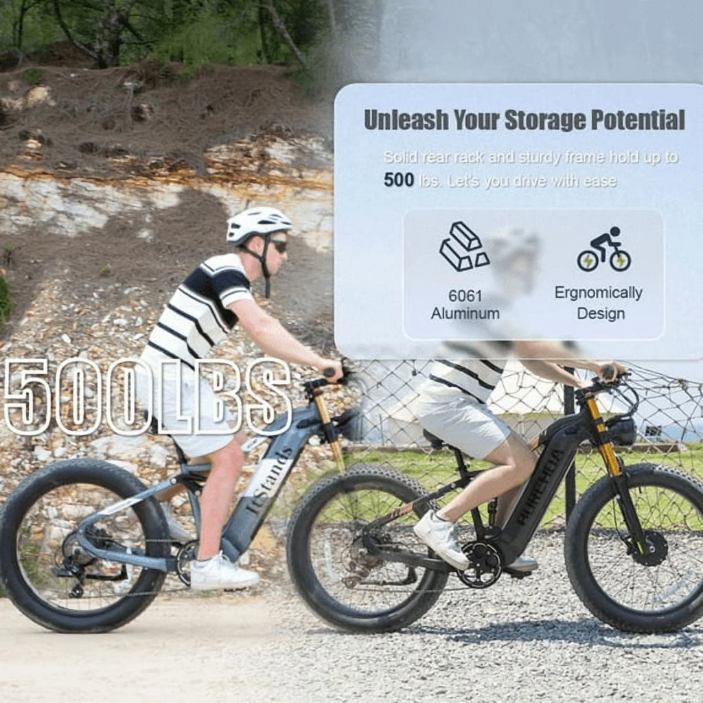 Dual Motors AWD 2000W Electric Bike for Adult 26'', UL2849 48V 60AH Removable Battery E - Mountain Bike 4'' Fat Tire up to 35MPH&200miles Long Range Off Road Ebike Beach Dual Hydraulic&Brakes E - Bicycle