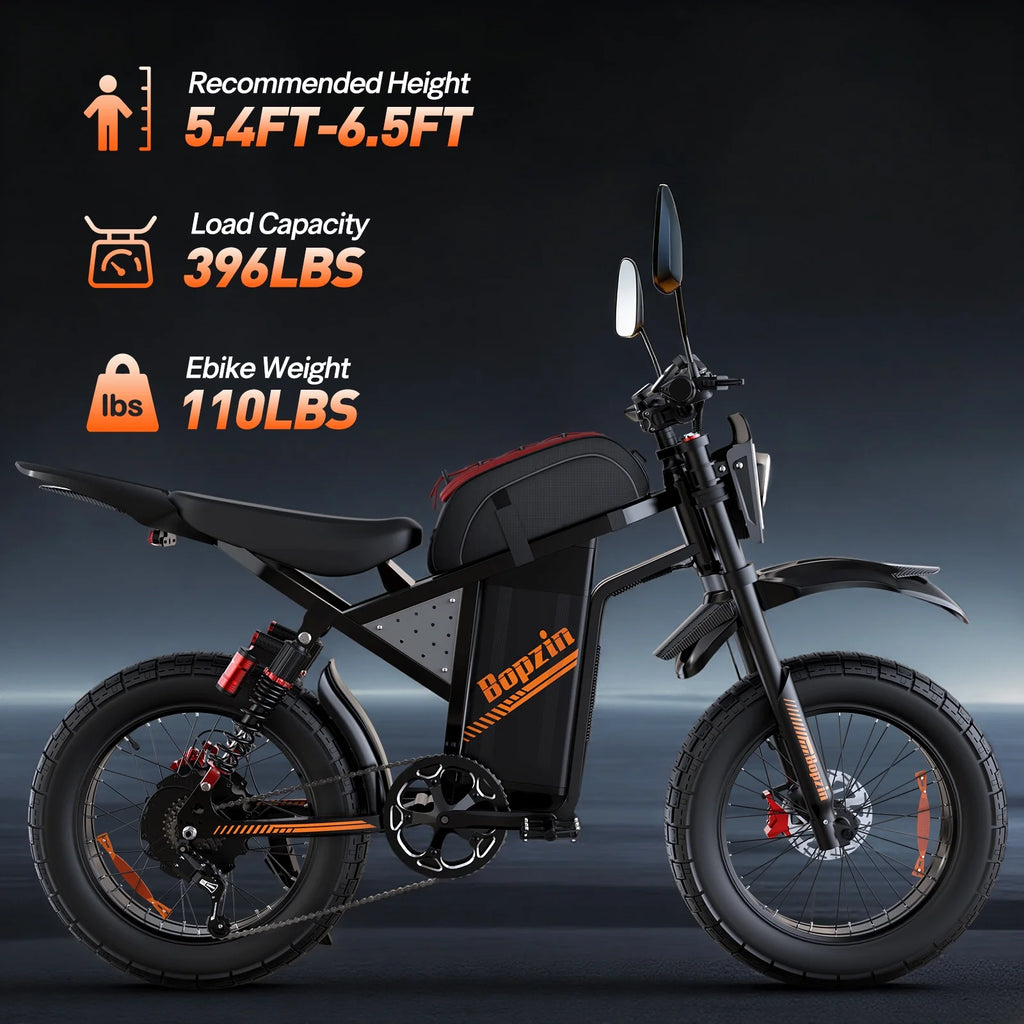 Electric Dirt Bike for Adults, 60V 35ah, 3000W 45 MPH & 37 - 68 Miles Electric Motorcycle, 25'' Fat Tire Off - Road Mountain Bike UL2849