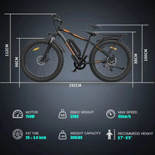 Load image into Gallery viewer, Aostirmotor Electric Mountain Bike, 48V 13AH Removable Lithium Battery 750W Ebike with Rack, 26" 4.0 in Fat Tire Bike, Electric Bicycle for Adults(Black)