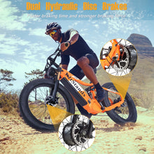 Load image into Gallery viewer, Dual Motors AWD 2000W Electric Bike for Adult 26'', UL2849 48V 60AH Removable Battery E - Mountain Bike 4'' Fat Tire up to 35MPH&amp;200miles Long Range Off Road Ebike Beach Dual Hydraulic&amp;Brakes E - Bicycle