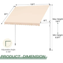 Load image into Gallery viewer, AECOJOY Manual Retractable Awning, 118" Non-Screw Outdoor Patio Awning, Beige