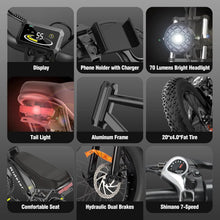 Load image into Gallery viewer, Ridstar Electric Bike for Adults Q20, 1200W 30MPH, 48V 15.6ah Electric Bicycle, 7 Speed Full Suspension Mountain Bike UL2849