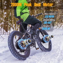 Load image into Gallery viewer, Dual Motors AWD 2000W Electric Bike for Adult 26'', UL2849 48V 60AH Removable Battery E - Mountain Bike 4'' Fat Tire up to 35MPH&amp;200miles Long Range Off Road Ebike Beach Dual Hydraulic&amp;Brakes E - Bicycle